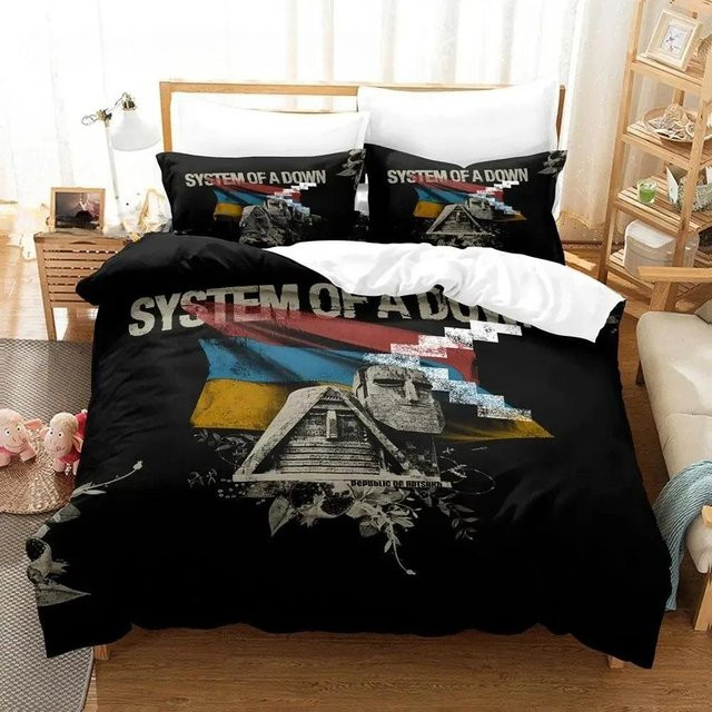 System Of A Down Bettwäsche-Set mit 3D-Print von Binchi Fitness, Farbe Schwarz, B/H: 140 x 210 cm - Bild 1