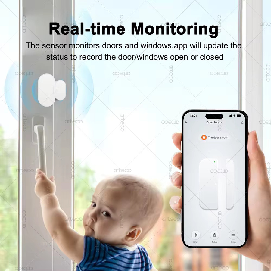 Tuya Zigbee Tür- und Fenstersensor in Weiß für Smart Life und Z2M als Alarmmelder und Einbruchschutz - Bild 2