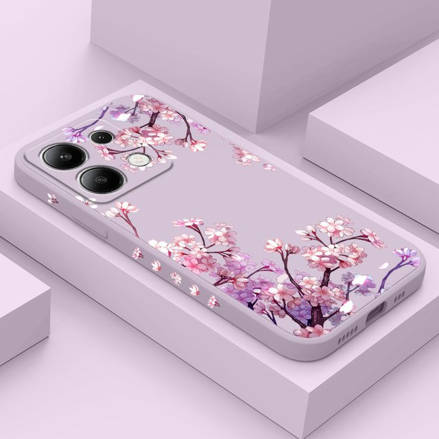 Xiaomi Handyhülle mit Blumenmuster aus Flüssigsilikon in Blau für Redmi Note 14 13 12 12S 11 11S 10 10S 9 9S Pro Plus 4G 5G - Bild 1