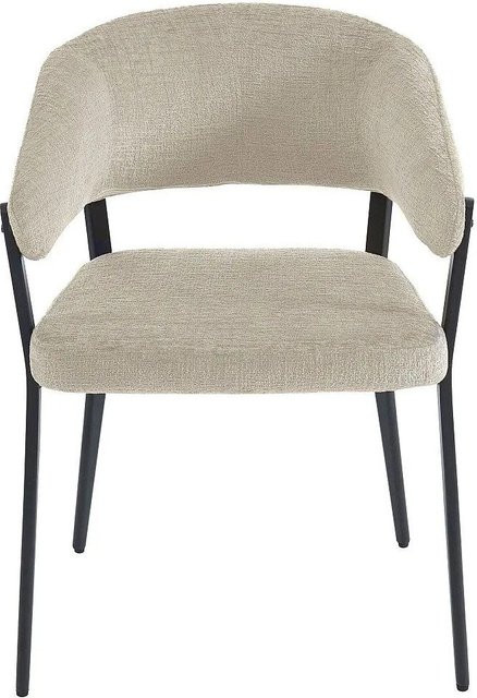Vente-unique Stuhl Avrela in Beige mit Armlehnen aus Stoff und Metall, Höhe: 56 cm - Bild 1