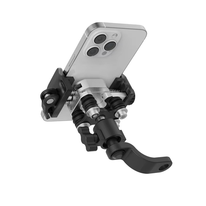 WOSAWE Smartphone Halterung aus Aluminium Legierung mit Vibrationsdämpfer in Schwarz für Motorrad, Fahrrad, ATV und Roller - Bild 3