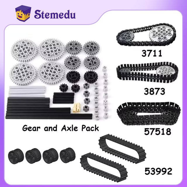 Stemedu DIY Spielzeug Moc technische Schienen Räder Pack Zahnräder und Achssatz Tankkette Crawler, Zubehör - Bild 1