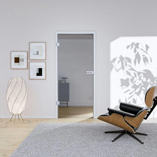 Hansaglas Glastür Klarglas transparent für Studio oder Office, reversibel, B: 58,4 cm, H: 209,7 cm - Bild 1