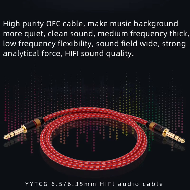 YYTCG E-Gitarrenkabel rot, geflochtenes 6,5 mm Mono-Audiokabel mit 1/4 Zoll Klinke für Bass und E-Box - Bild 3