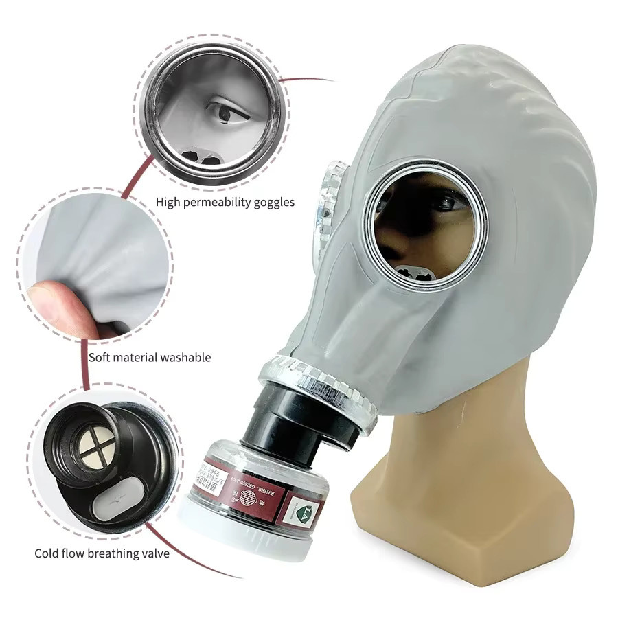 Vollmaske Atemschutzmaske mit R40-Schnittstelle aus Naturkautschuk und Kunststoff in Grau für Lackierspray, Pestizide und chemische Prävention - Bild 2
