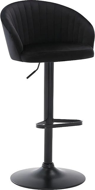 Vente-unique Barhocker Doraliz in Schwarz mit Samtbezug und Metallgestell, Höhe: 54 cm - Bild 1