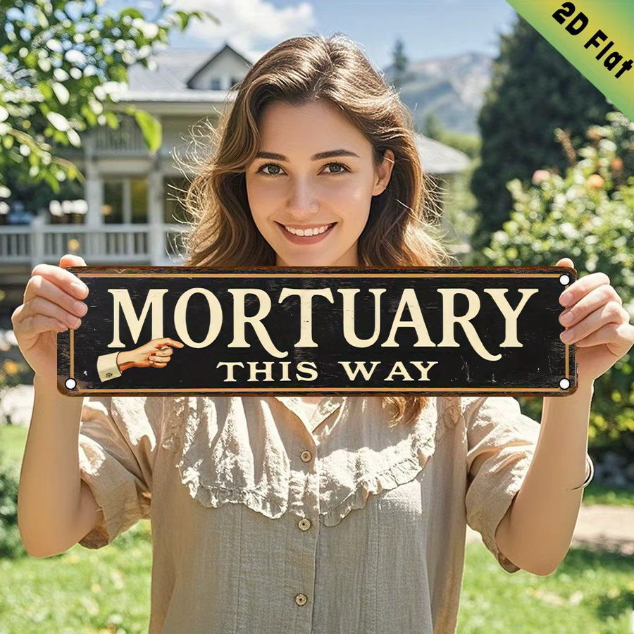 Vintage Mortuary Wandschild aus Aluminium in Schwarz und Multicolour, wetterbeständige Deko für Innen und Außen, Breite: 40 cm, Höhe: 10 cm - Bild 5