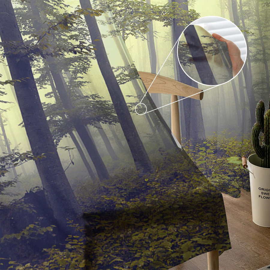 Super Six Transparente Tüllvorhänge mit Wald-Motiv, Chiffon, B/H: 135 x 114 cm - Bild 1