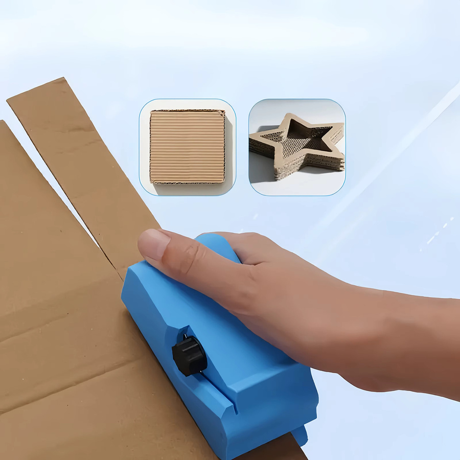 Multifunktionales DIY-Schneidwerkzeug aus Pappe, manueller Papierschneider mit scharfer Kante zum Basteln von Katzenkratzern und Haustierboxen in Blau - Bild 2