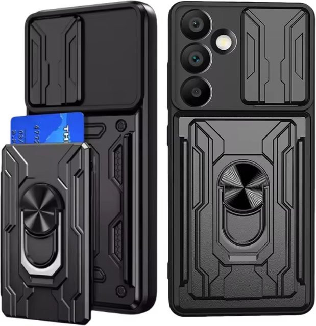 Heavy Duty Armor Case mit Kartenhalter für Samsung Galaxy S25 S24 S23 S22 Ultra Plus S24FE S23FE in Schwarz und Blau - Bild 1