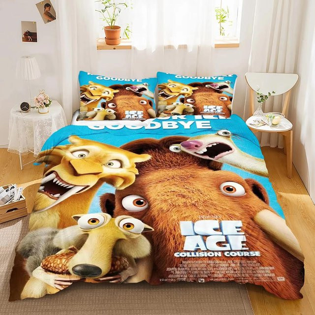 Flylo Bettwäsche Set Anime Eis-Tier Design mit Bettdecke und Kissenbezügen aus Polyester, Mehrfarbig, B/T: 133 x 70 cm - Bild 1