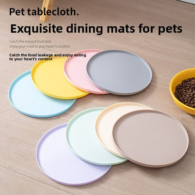 Rutschfeste Silikon-Haustierfuttermatte von DUSTPROOFVEIL in Beige, auslaufsichere Hundeschalen-Unterlage und faltbare Futterunterlage zum Schutz deiner Böden - Bild 1