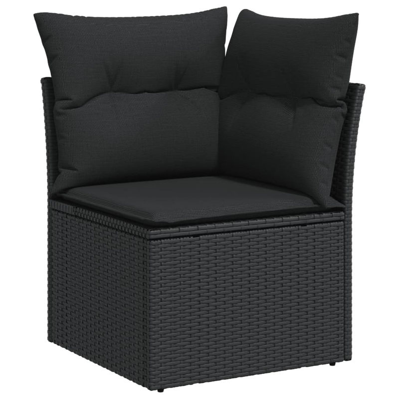 Vidaxl Garten-Sitzgruppe aus schwarzem Rattan mit Kissen im modernen Design - Bild 2