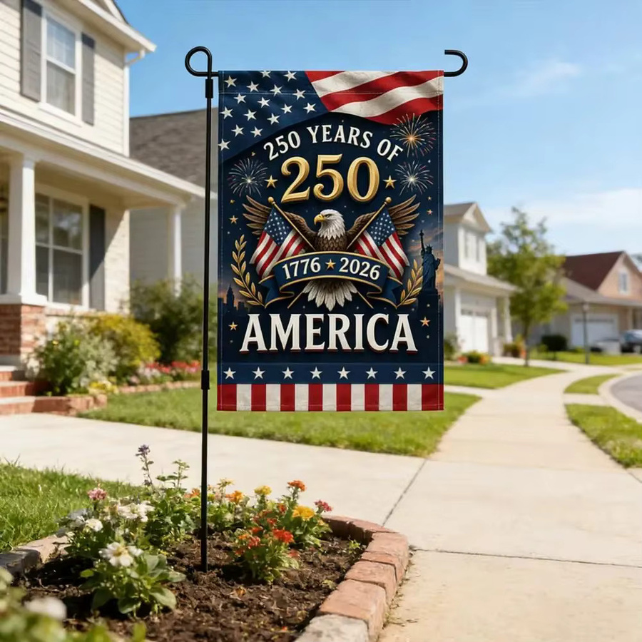OURFETE USA 250-Jahre Jubiläums-Gartenflagge 1776-2026, Patriotisches Gartenschild Outdoor-Banner Doppelseitig Wasserdicht, Multicolor - Bild 3