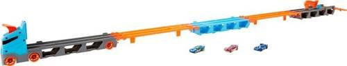 Hot Wheels 2-in-1 Rennbahn-Transporter Spielfahrzeug 1:64 blau/orange ab 4 Jahren