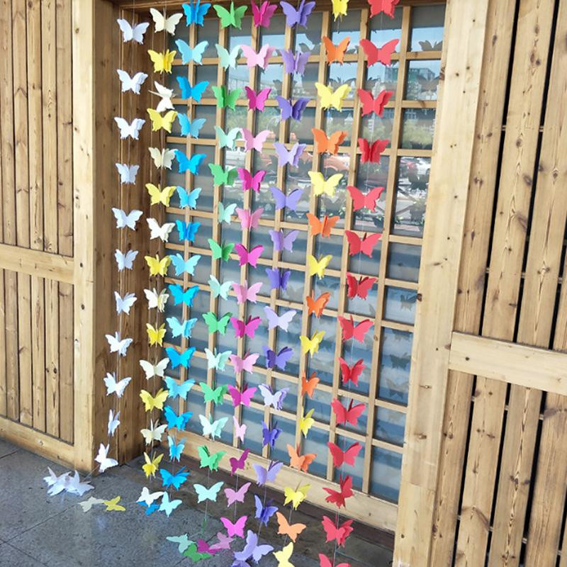 NATAWA 3D Schmetterling Papier Girlande in Blau und Multicolour für Geburtstag, Baby Shower oder Hochzeit, Länge: 2 m - Bild 2