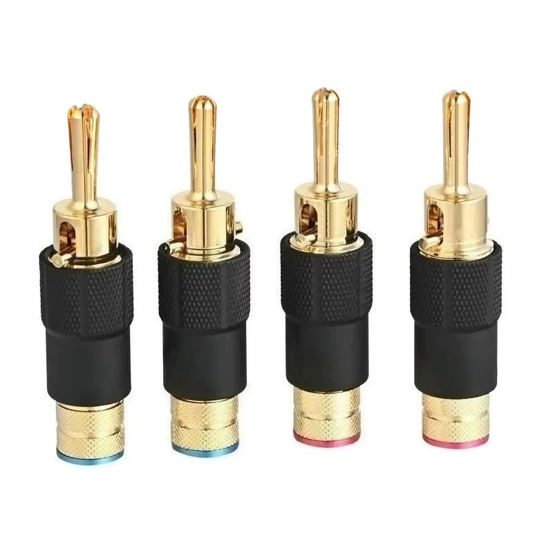 Axinite Vergoldeter Bananenstecker als selbstsichernder Lautsprecherkabelanschluss für HiFi-Audio-Verstärker in Gold - Bild 1