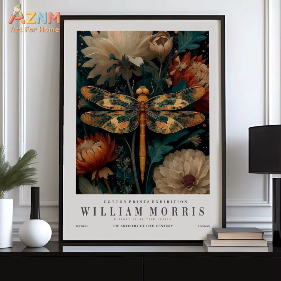 Kayou Wandkunstdruck auf Leinwand mit William Morris Blumen- und Tiermotiv in Multicolour im Vintage-Stil - Bild 3