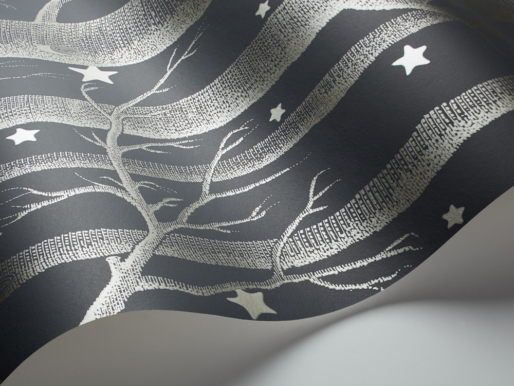 Cole & Son Tapete Woods & Stars in Anthrazit und Grau mit botanischem Vintage-Design für Kinderzimmer aus Vlies - Bild 2