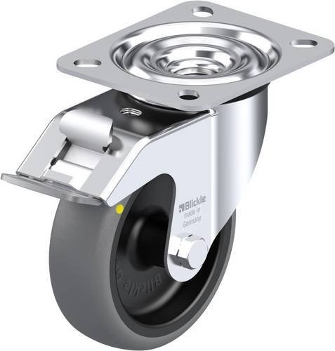 Blickle Lenkrolle LE-TPA 102G-FI-ELS mit Feststeller in Schwarz-Grau, Rad-Durchmesser: 100 mm, Tragfähigkeit: 70 kg - Bild 1