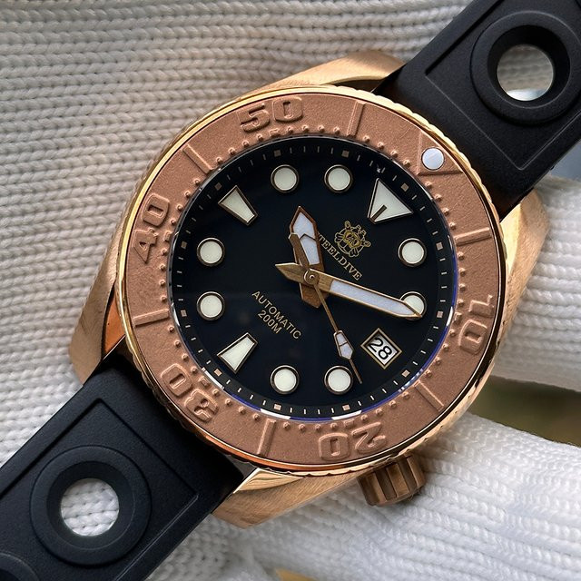 STEELDIVE Armbanduhr Automatik, Bronze, 44,9 mm, Herren, schwarzes Zifferblatt - Bild 1