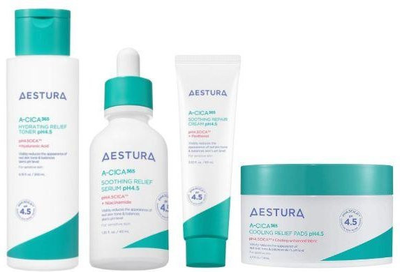 AESTURA A-CICA 365 4-Schritte-Beruhigungs- & Reparatur-Routine-Set, Madecassosid, Empfindliche Haut - Bild 1