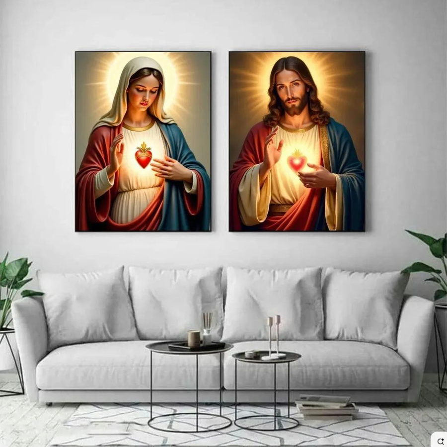 DIMENGQI Leinwandbild Jesus und Jungfrau Maria Heiliges Herz Kunstposter, B/H: 40 x 30 cm - Bild 2