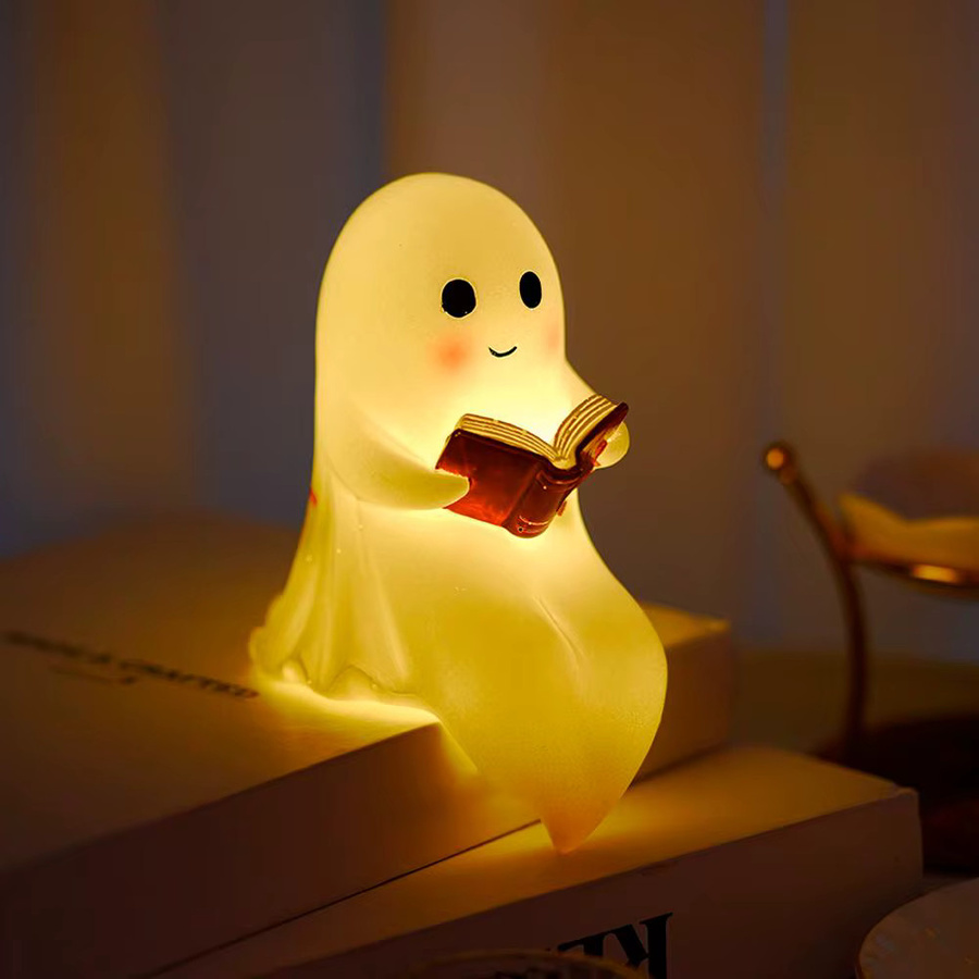 Geister-Lesebuchlampe als Halloween-Nachtlicht in Weiß mit warmweißem Licht - Bild 3