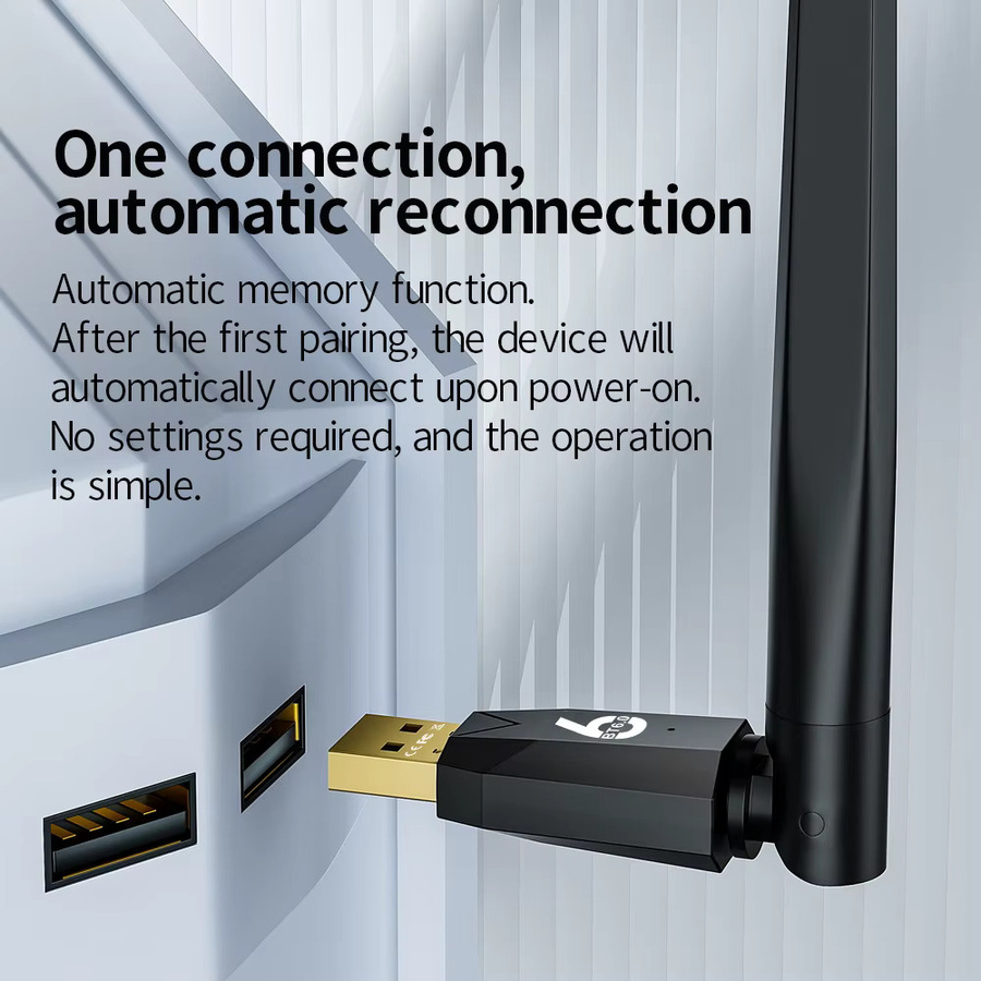 KEBIDUMEI USB Bluetooth 6.0 Adapter Black – Drahtloser Dongle für PC zur Verbindung von Maus, Tastatur und Audio-Geräten mit 200m Reichweite - Bild 3