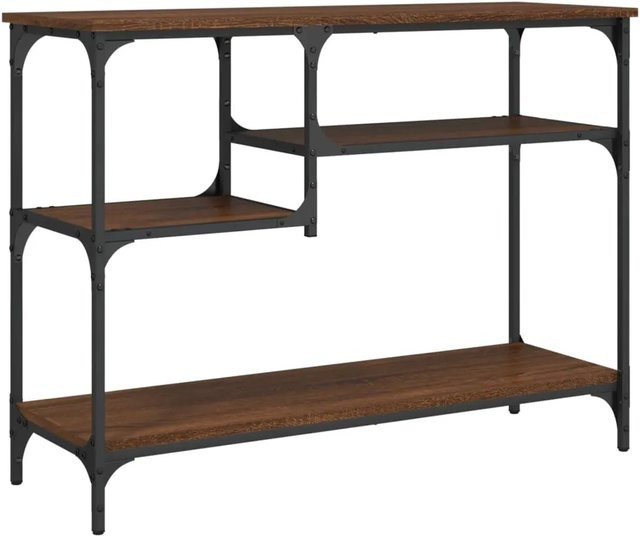 vidaXL Konsolentisch mit Ablagen in Braun Eichen-Optik im industriellen Stil, B/T/H: 100 x 35 x 75 cm - Bild 1