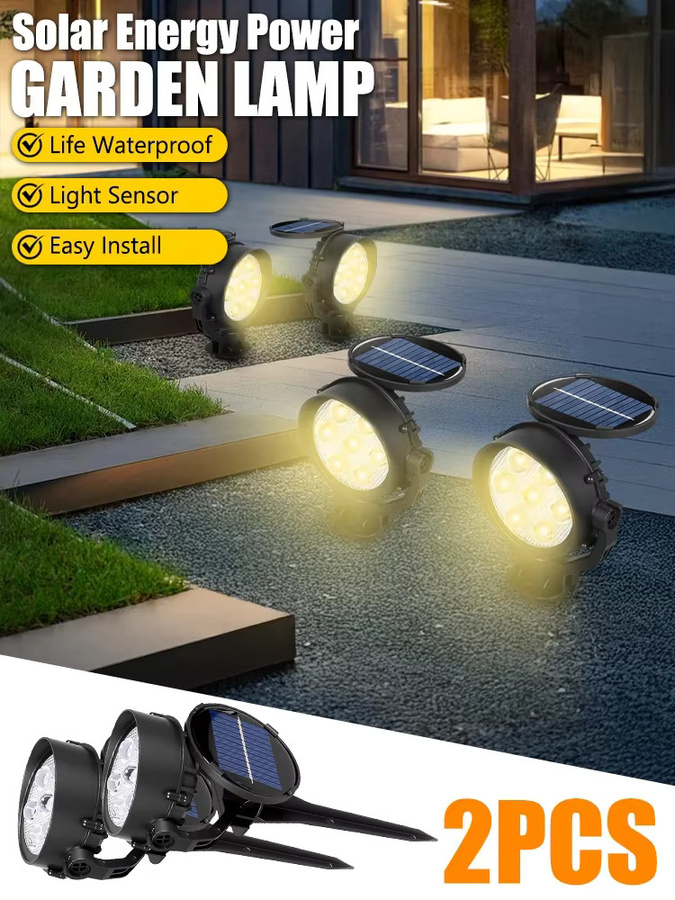 Heinast LED Solar Spot Lichter IP65 Wasserdicht, Schwarz, Einstellbare Helligkeit für Garten und Hof - Bild 7