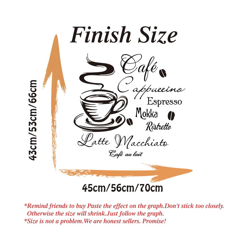 Duruibom Wandtattoo Kaffeebar Spanisch Französisch Wandaufkleber aus Kunststoff in Braun und Weiß für Küche Restaurant Café und Fenster - Bild 3