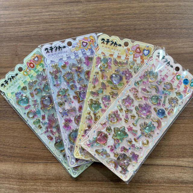 4 Blatt Kawaii Zauberstab 3D Edelstein-Aufkleber aus Epoxidharz in Multicolour für Scrapbooking und DIY Deko von Story Store - Bild 1