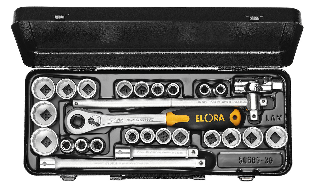 Elora Steckschlüssel-Satz 1/2 Zoll Sechskant 27-teilig in Silber - Bild 1