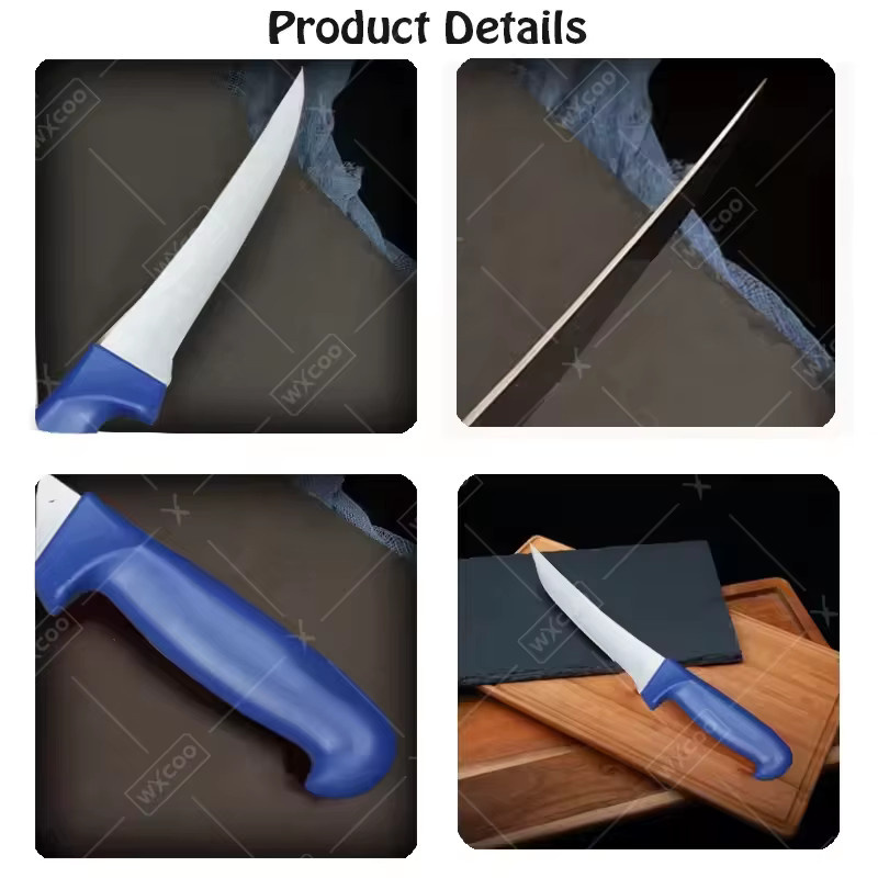 WXCOO Metzger-Ausbeinmesser-Set aus Edelstahl in Blau mit Tasche, 1-5-teiliges Küchenmesser-Set für Fischfiletiermesser und Küchenzubehör - Bild 4