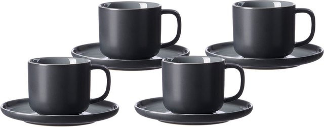 Ritzenhoff & Breker Kaffeetassen mit Untertassen Jasper, 4er Set, Schwarz - Bild 1