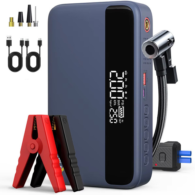 BSMOOM Auto-Starthilfe mit Luftkompressor und 26800 mAh, tragbares Booster-Ladegerät und leistungsstarkes Startgerät für Autobatterien - Bild 1