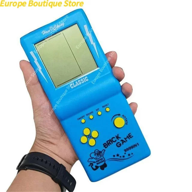 Retro Handheld Spielkonsole Tetris Mini Puzzle Spielzeug für Kinder in Blau mit 3,5 Zoll Display - Bild 1