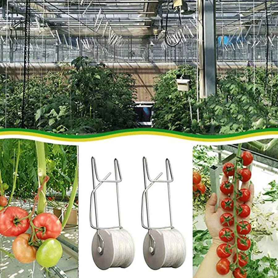 TOMTOP JMS 10er Set Tomaten Spalier Roller Haken mit 15m Schnur zur Tomaten Unterstützung aus verzinktem Material und PP - Bild 3