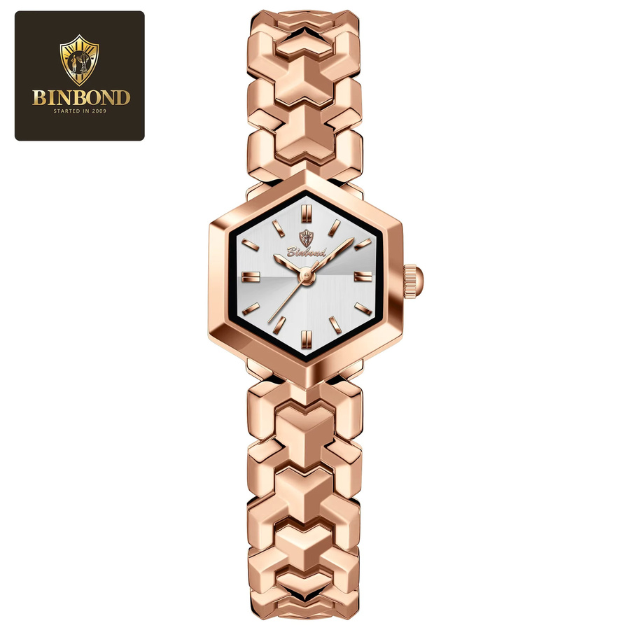 BONBOND Armbanduhr Quarz, Edelstahl, Roségold, Eckig, Damen - Bild 2
