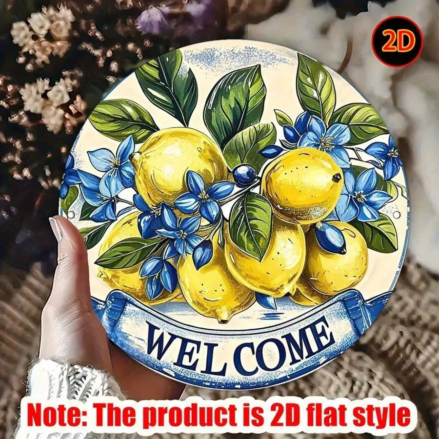 CIFBUY Vintage Bauernhaus Wandkunst-Schild aus Aluminium mit floralem Design, rund, Mehrfarbig, Durchmesser: 20 cm - Bild 2