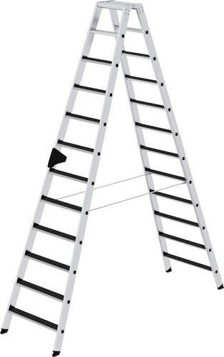 MUNK Günzburger Steigtechnik Clip-Step R13 Aluminium Stehleiter beidseitig begehbar in Silber mit einer maximalen Arbeitshöhe von 4,5 m - Bild 1
