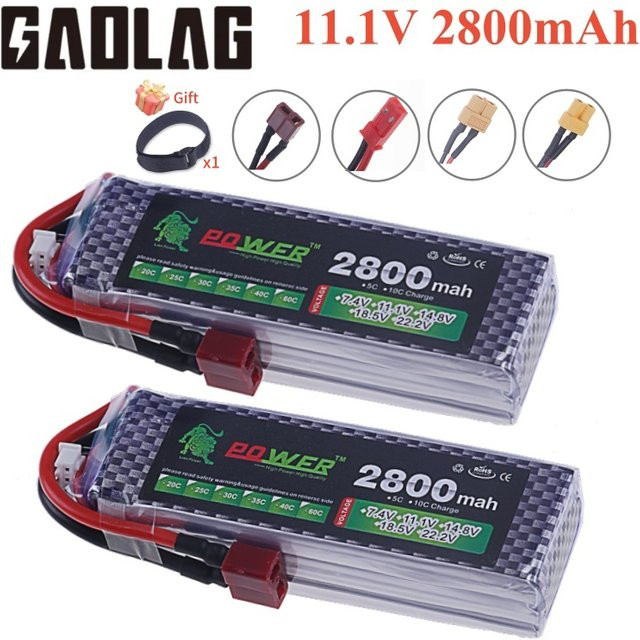 GAOLAG Li-Ion Pack 3S Batterie 11,1 V 2800 mAh mit Deans Stecker 40C Max 60C für RC Autos, Spielzeug und FPV Drohnen mit XT30, JST und XT60 Stecker - Bild 1