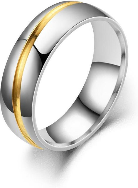 YIRAN Ringe Edelstahl, Zirkonia, Bicolor, Unisex - Bild 1