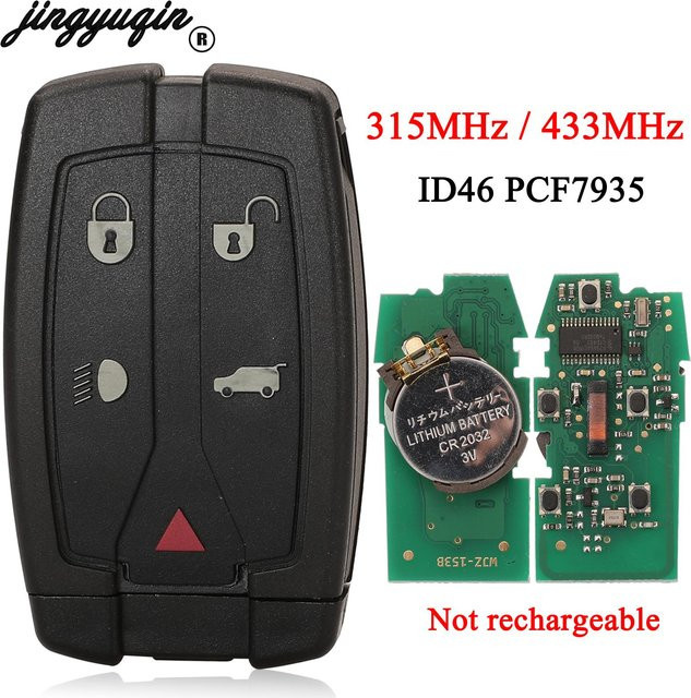 Jingyuqin Auto Fernschlüssel mit 5 Tasten und ID46 PCF7953 Chip für Land Rover Freelander 2, Range Rover Evoque und Discovery 4 in Schwarz (315/433MHz) - Bild 1