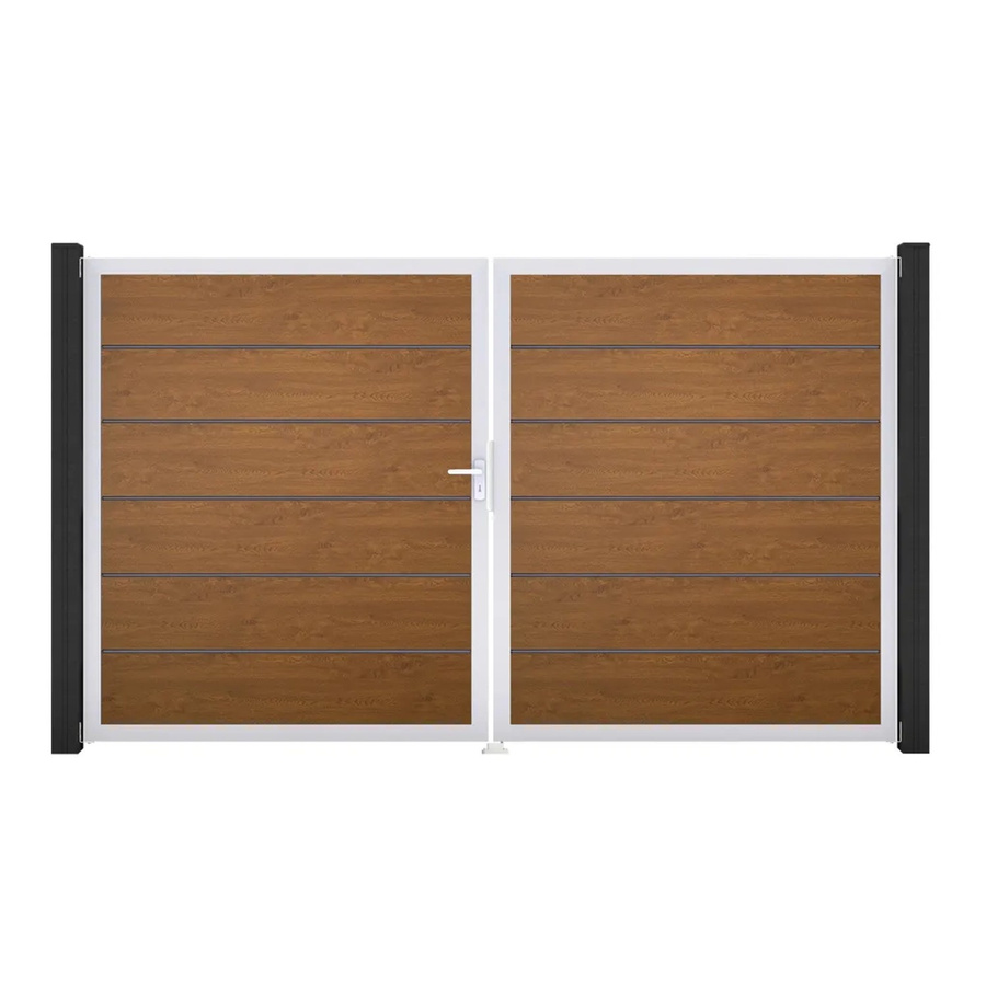 GroJa Doppel-Tor Basicline Premium in Golden Oak, 2-flügelig, B: 306 cm x H: 180 cm, DIN Links - Bild 2