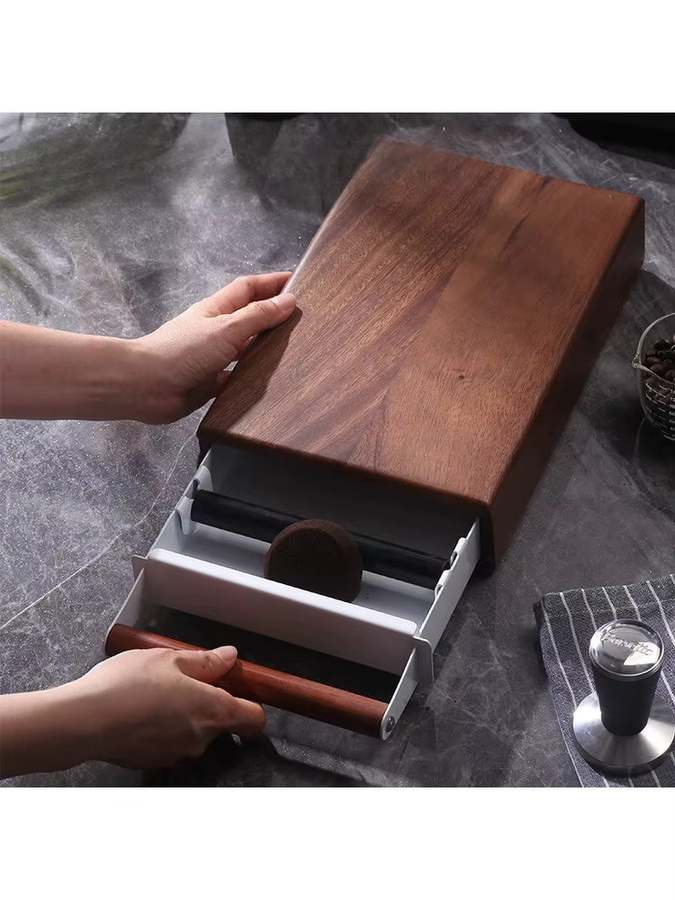 PEISI Espresso Knock Box aus Walnussholz und Edelstahl in Braun und Weiß - Bild 5