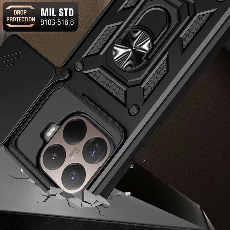 Slide Kamera Objektiv Schutz Rüstung für Xiaomi Mi 15T Pro und 15T 5G in Schwarz und Gold - Bild 3