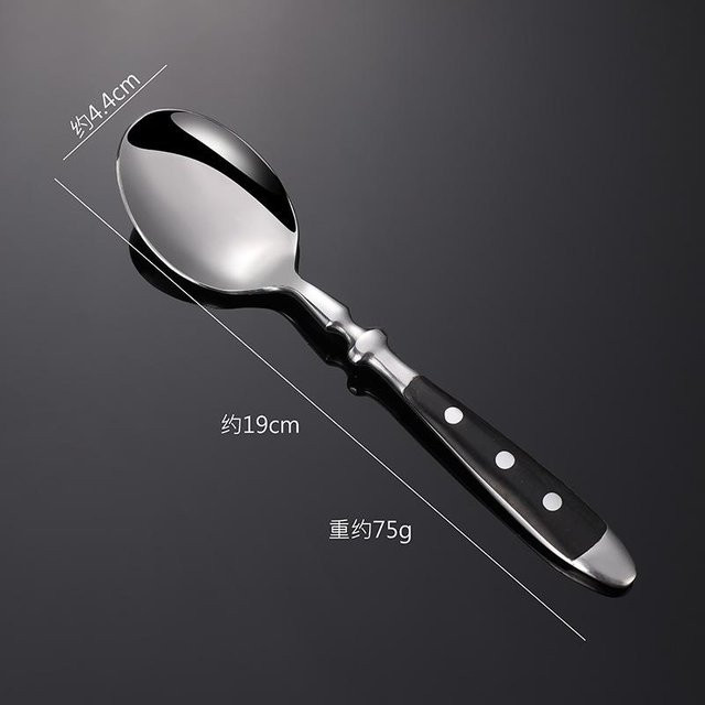 Besteckset von Binchi Outdoor Equipment aus Edelstahl mit Holzgriff in Silber, bestehend aus Speisemessern, Gabeln und Teelöffeln - Bild 1