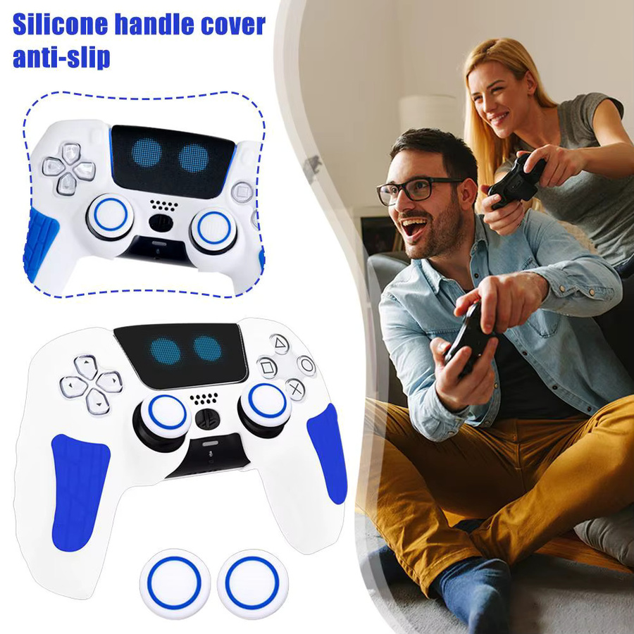 Astro Bot Silikon Griff Schutzhülle für PlayStation 5 mit Touchpad Aufkleber, Anti-Rutsch und schweißfest, Farbe: Weiß - Bild 2